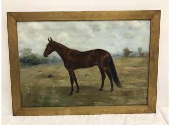 1902 American Oil Painting By Gene Smith 1851-1928 Horse And Landscape 'Kingmond'   20x30 Oil On Canvas