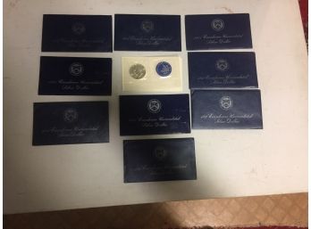 10 Eisenhower Uncirculated Silver Dollars In Blue  Package