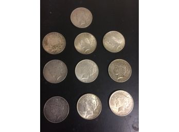 10 American Peace Silver Dollars . Mixed Dates