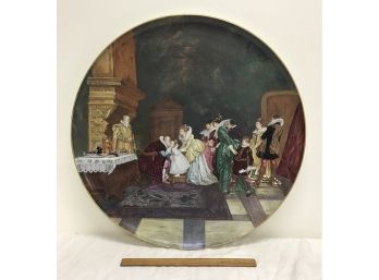Listed French Artist L. Malpass 22' Hand Painted Porcelain Charger Creil-Montereau Faience