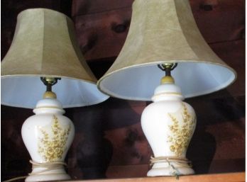 Pair Of Porcelain Base Lamps