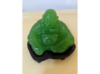 Green Jade Color Glass Buddha