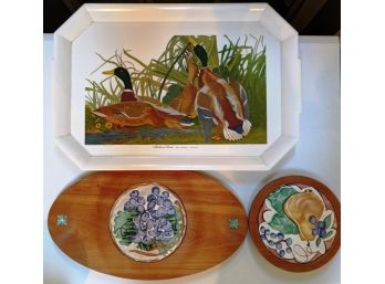 Levy Larocque Serving Board And Trivit With A John J. Audubon Tray