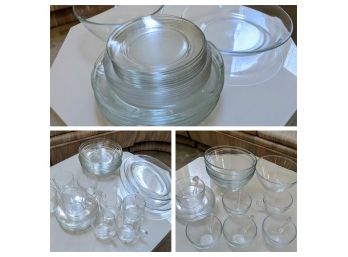 Large Set Vintage Arcorroc Glass Dishes Made In France - Excellent Condition!