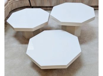 3  Lacquered Octagonal Nesting Table Set