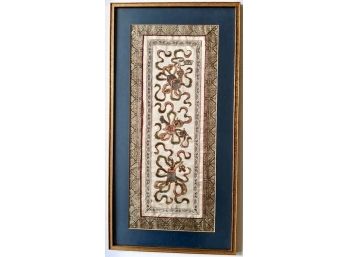 Very Special Asian Embroidered Ribbon And Flowers Framed Textile