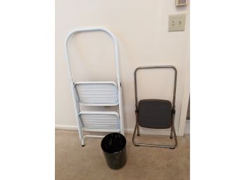 Two Step Stools And A Bathroom Waste Basket Very Good Condition