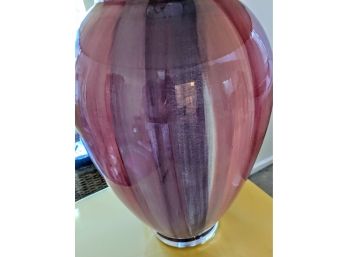 1960's Vintage Pink And Purple Stylish Ceramic Lamp