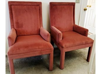 2 Pink Velour Armchairs