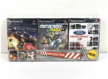 Brand New Trio PlayStation 2 PS2 Video Game's-Power Drome, Motorcycle Mania 3 & Ford Racing 3