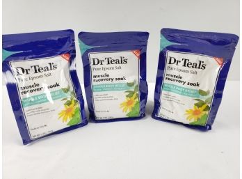 Three New Packages Of Dr. Teal's Epsom Salt Muscle Recovery Soak