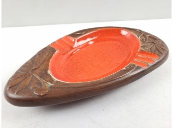 Vintage Mid Century Kingwood Ceramics Orange Ashtray