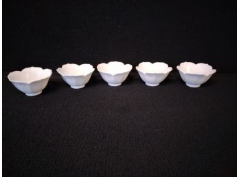 5 Piece Vintage Lotus Flower Porcelain Bowl Set -Japan