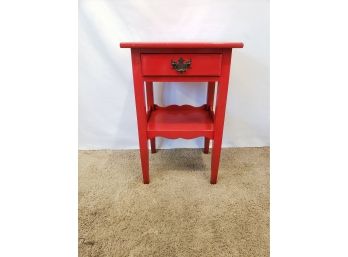 Cute Vintage Drexel Wood Red Finish Side Table