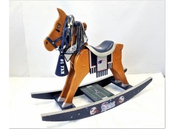 Cute NFL New England Patriots Football Wood Child's Rocking Horse