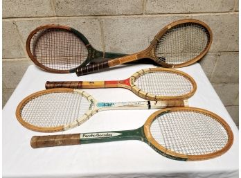 Assorted Vintage Wood Tennis Rackets - Wilson, Spaulding & Crest