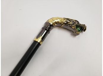 Very Cool Gold Toned Dragon Head With Walking Stick With Hidden Dagger #2