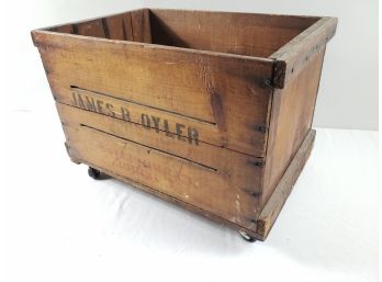 Vintage Latmor Cranberries Wood Crate With Wheels