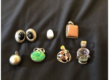 Six Pendants And A Pair Of Earrings 925 Marking In Pictures