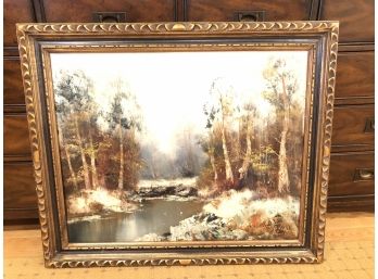 Oil On Canvas Winter Landscape By H. Hadler