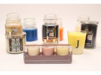Lot Of Ten Assorted Candles Including Yankee Candle And Bath And Body Works