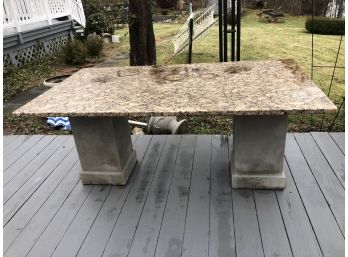 Granite Table Top On Cement Pillars