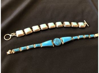 Two Turquoise Bracelets Marked 925