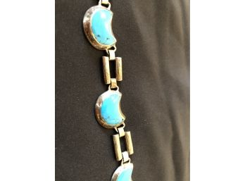 One Turquoise Necklace Marked 925