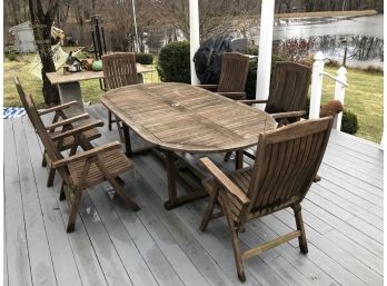 Wooden Teak Patio Set With Five Chairs