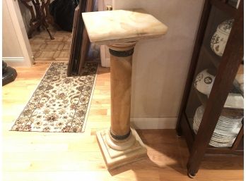 Marble Pedestal With Ornate  Brass