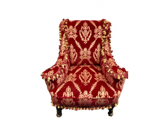 Red Wing Back Golden Tasseled Chair 1 Of 2