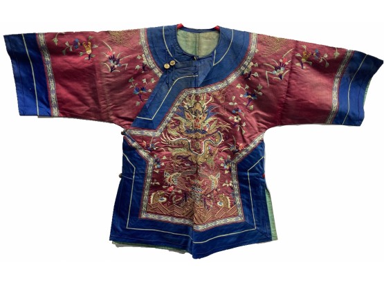 Antique Chinese Imperial Court Robe. Amazing! Beautiful Embroidery Handmade Silk. 19th Century?