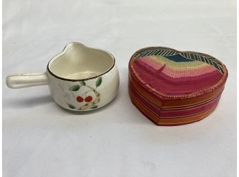 Hand Made Heart Shaped Woven Box And Japanese Sauce Pot