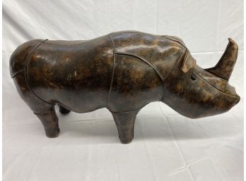 Large Leather Rhinoceros Marked Made In England Underneath.
