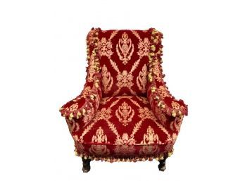 Red Wing Back Golden Tasseled Chair 1 Of 2