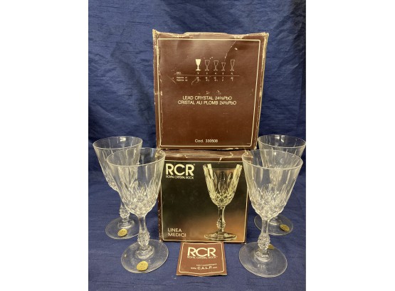 Lot 2 Of 3: Royal Crystal Rock Lead Crystal Wine Glasses - 2 Boxes (8 Glasses Total)