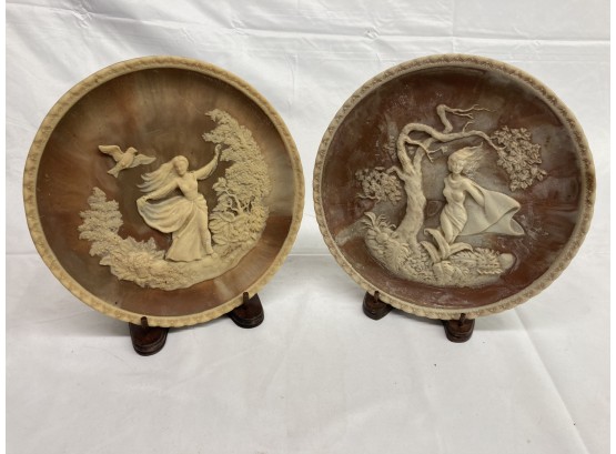 'To A Skylark'  & 'She Was A Phantom Of Delight' - Incolay Stone Collectors Plate