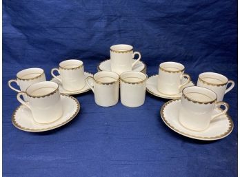 Fondeville Ambassador Ware Gold And White Tea Cups (9 Cups, 11 Saucers) - England