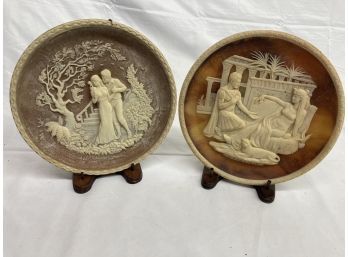 'The Kiss' & 'Anthony And Cleopatra' - Incolay Stone Collectors Plates