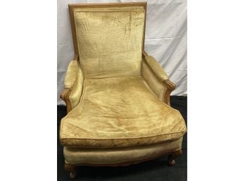 Beautiful Velvet Gold Accent Lounge Chir With A French Provincial Flair
