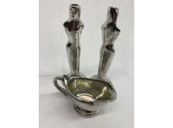 Vintage Carrol Boyes Candle Stick People And Gravy Boat