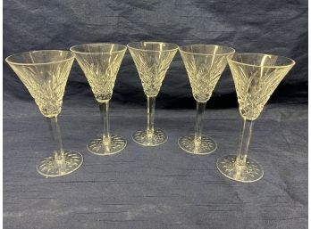Set Of 5 Waterford Crystal Wine Glasses