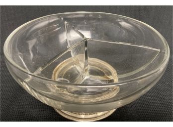 Sterling Silver Bottom Three Section Glass Bowl
