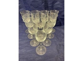 Floral Etched White Wine Glasses