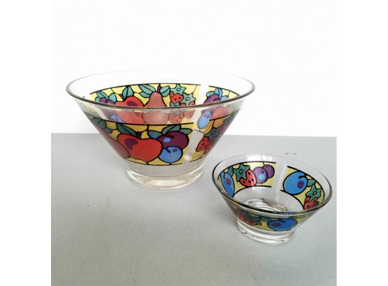 Vibrant Vintage 60s70s Glass Chip & Dip Bowl Set