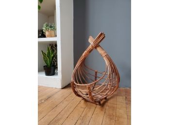 Large Vintage Teardrop Rattan Basket - Planter
