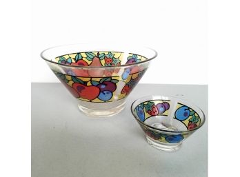 Vibrant Vintage 60s70s Glass Chip & Dip Bowl Set