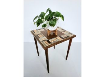 Mid Century Tile Top Side Table