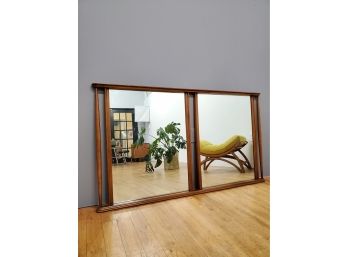 5 Ft  Long Large Solid Walnut Mid Century Double Mirror