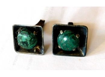 Vintage Men's Silver & Turquoise ? Cuff Links